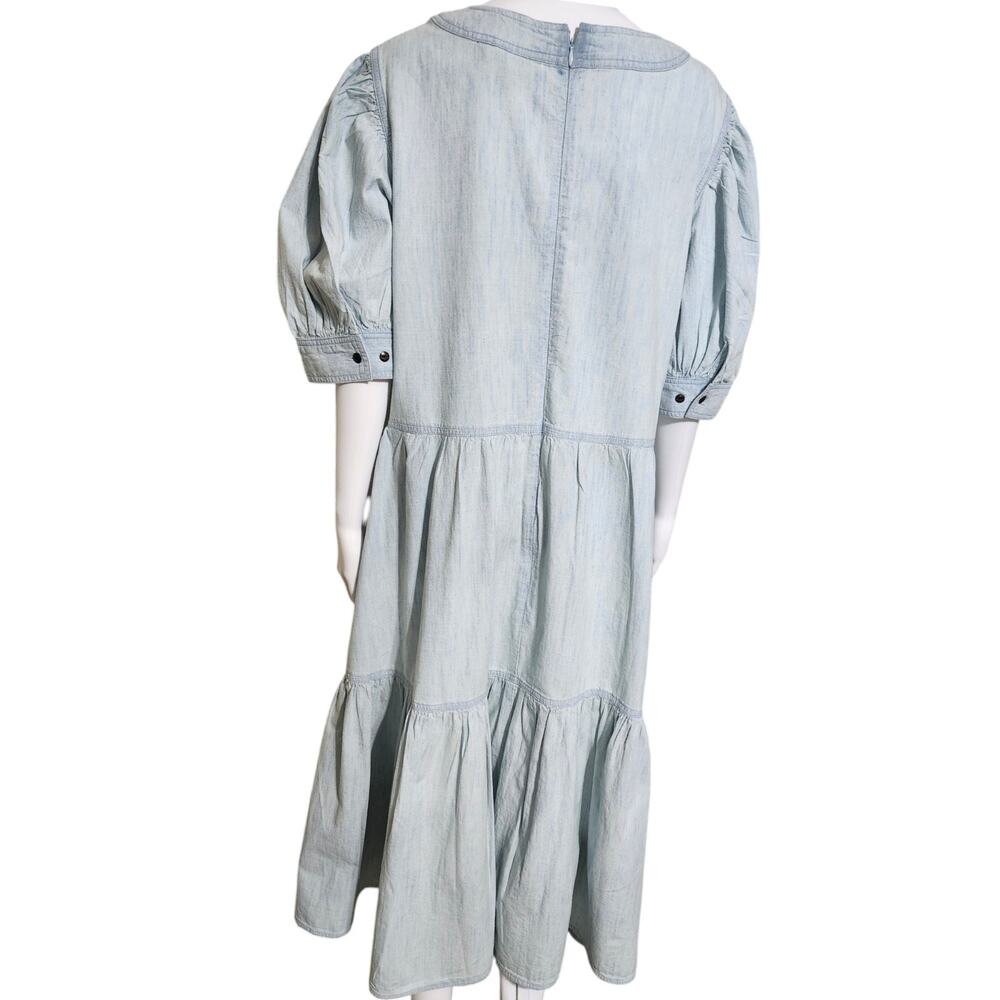 Lauren Ralph Lauren Black Label Chambray Puff-Sleeve Dress Plus Size 18W Pockets - Picture 10 of 15